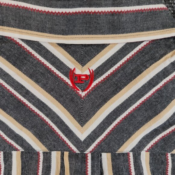 Phat Farm Men Long Sleeve Button Up Shirt Striped Western 2XL Gray Colorful - Picture 16 of 16